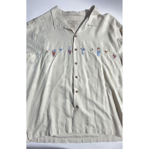 Paradise Collection Silk Button Down Shirt Cocktail Embroidery Size XL - Picture 7 of 9